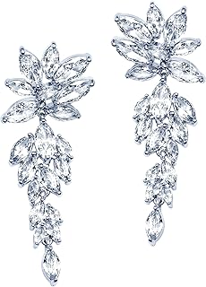 Wedding Earrings Elegant Statement Dangle Drop CZ Marquise Cubic Zirconia AAAAA 18K Gold Plated Rhinestone Luxurious for Brides Bridal Wedding Women Precious Crystal