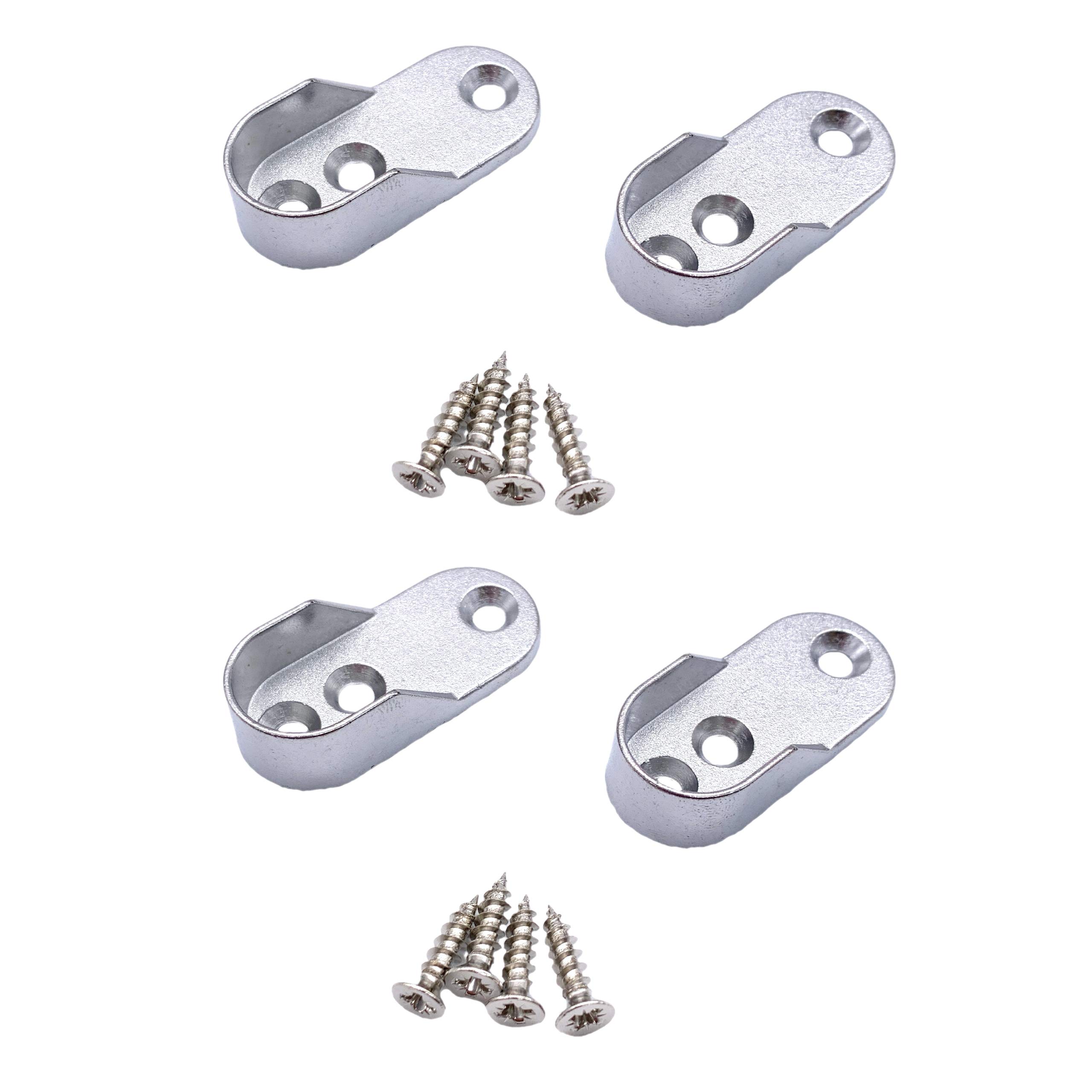 Wardrobe Rail End Socket Suit 32 x 16mmn Oval Rail Polished Chrome - Pack of 4