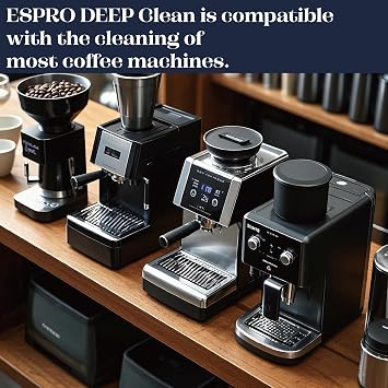 ESPRO Deep Clean Coffee Maker Cleaner & Descaler Powder for Espresso Machines, French Press & Coffee Pots Coffee Descaler and Cleaner Removes Oils, Milk Residue 4.4 oz