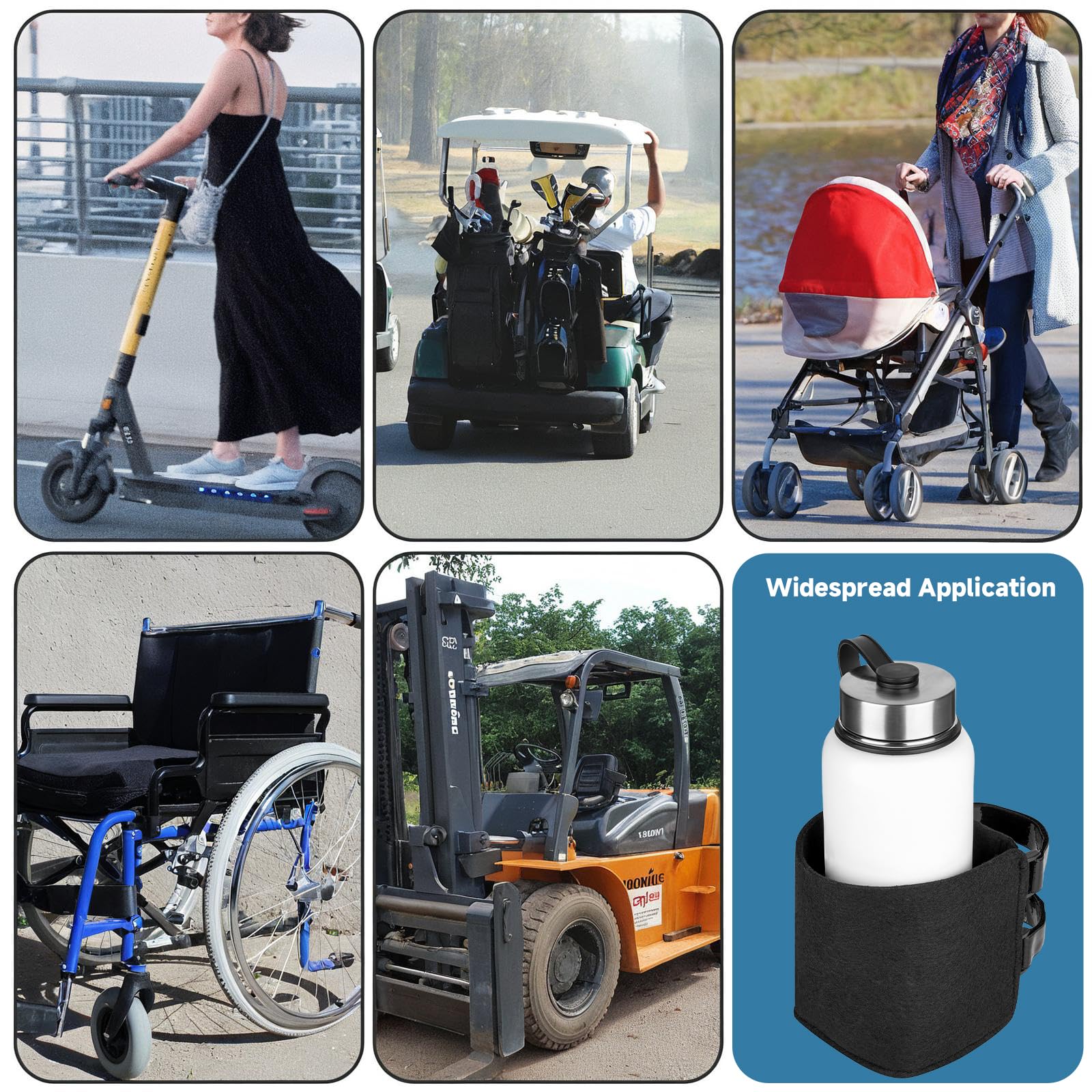 Xxerciz Porte-gobelet, Tapis de Course, Porte-Bouteille d'eau avec Deux Sangles réglables, Support Universel pour Poussette, vélo, Fauteuil Roulant, Chariot de Golf, déambulateur, Scooter (Noir)