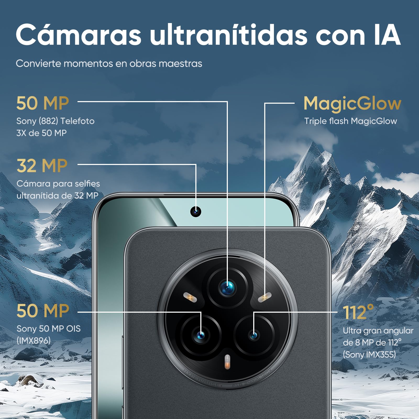realme 14 Pro+ Android Smartphone, 8+ 256 GB, Sony IMX896 OIS-Kamera, Qualcomm Snapdragon 7s Gen 3 5G, IP69, 6,83" 120-Hz-Display, 5260-mAh-Akku, Grau (Mit Adapter)