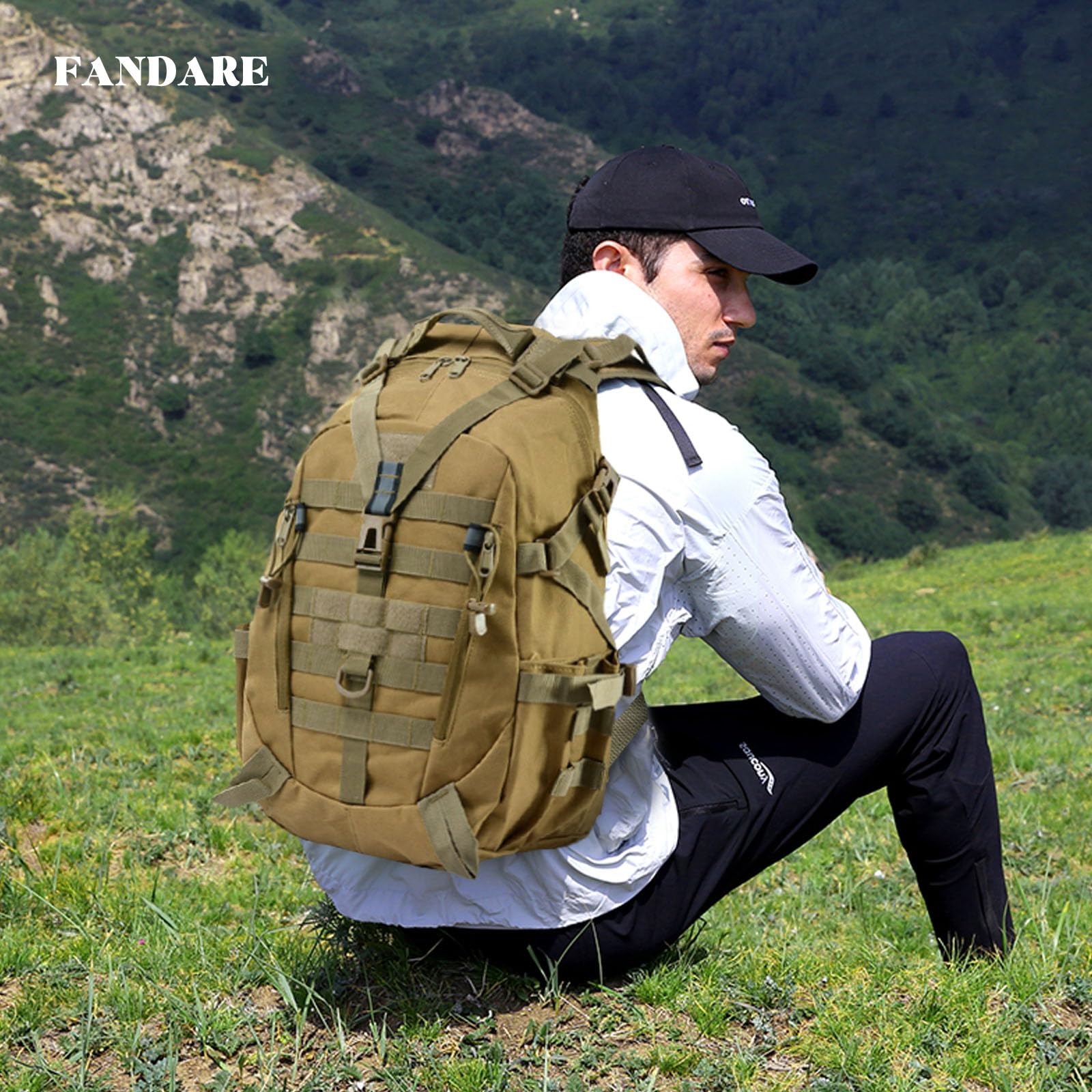 FANDARE Mochila Tácticas Militar 25L Molle Mochila de Asalto del ejército Mochila Bolsa Bug out Mochila de Senderismo para Acampar para Gimnasio Senderismo Acampada con Multiples Bolsillos