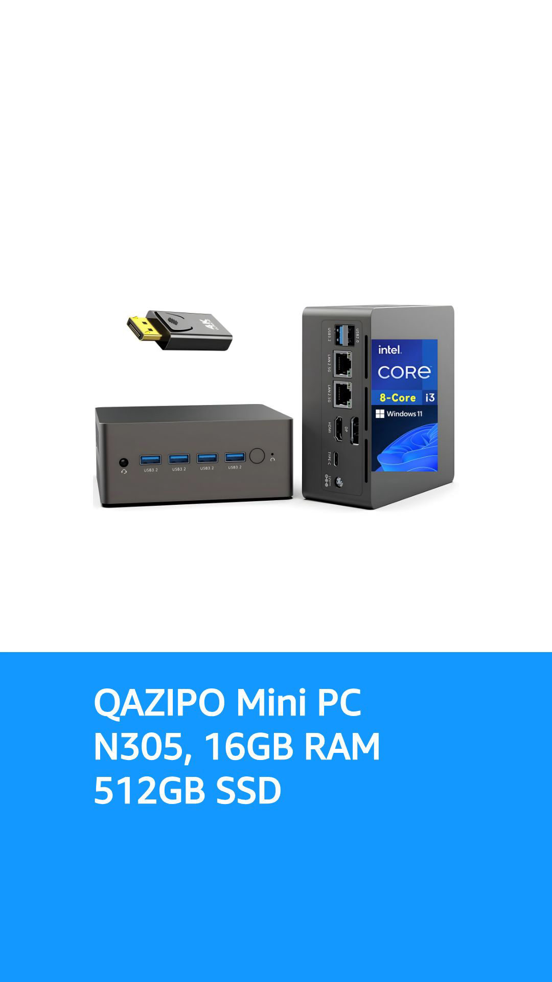 ミニPC SkyBarium Core i3-N305 RAM16GB SSD512GB Mini PC, Intel Core i3-N305(up to 3.8GHz) 8C/8T, 16GB DDR4 RAM
