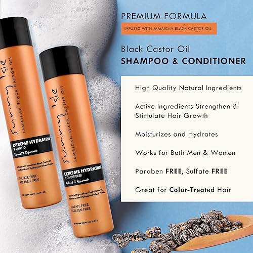 Miniatura 5 de Sunny Isle Jamaican Black Castor Oil Champú y acondicionador hidratante extremo, paquete de aceite de reparación de raíces  Crecimiento del cabello,
