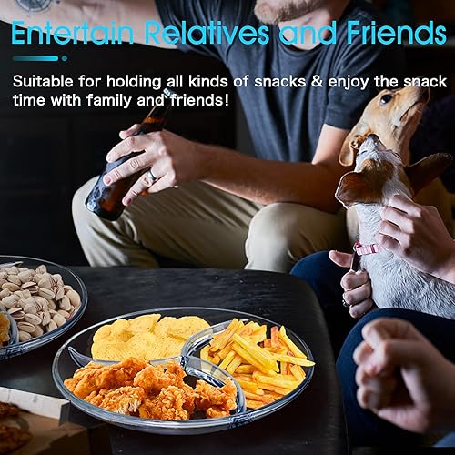 Miniatura 3 de NUTRIUPS Placa dividida de vidrio redonda con compartimento de vidrio con divisores para almuerzo, plato seccional de vidrio, 10 pulgadas