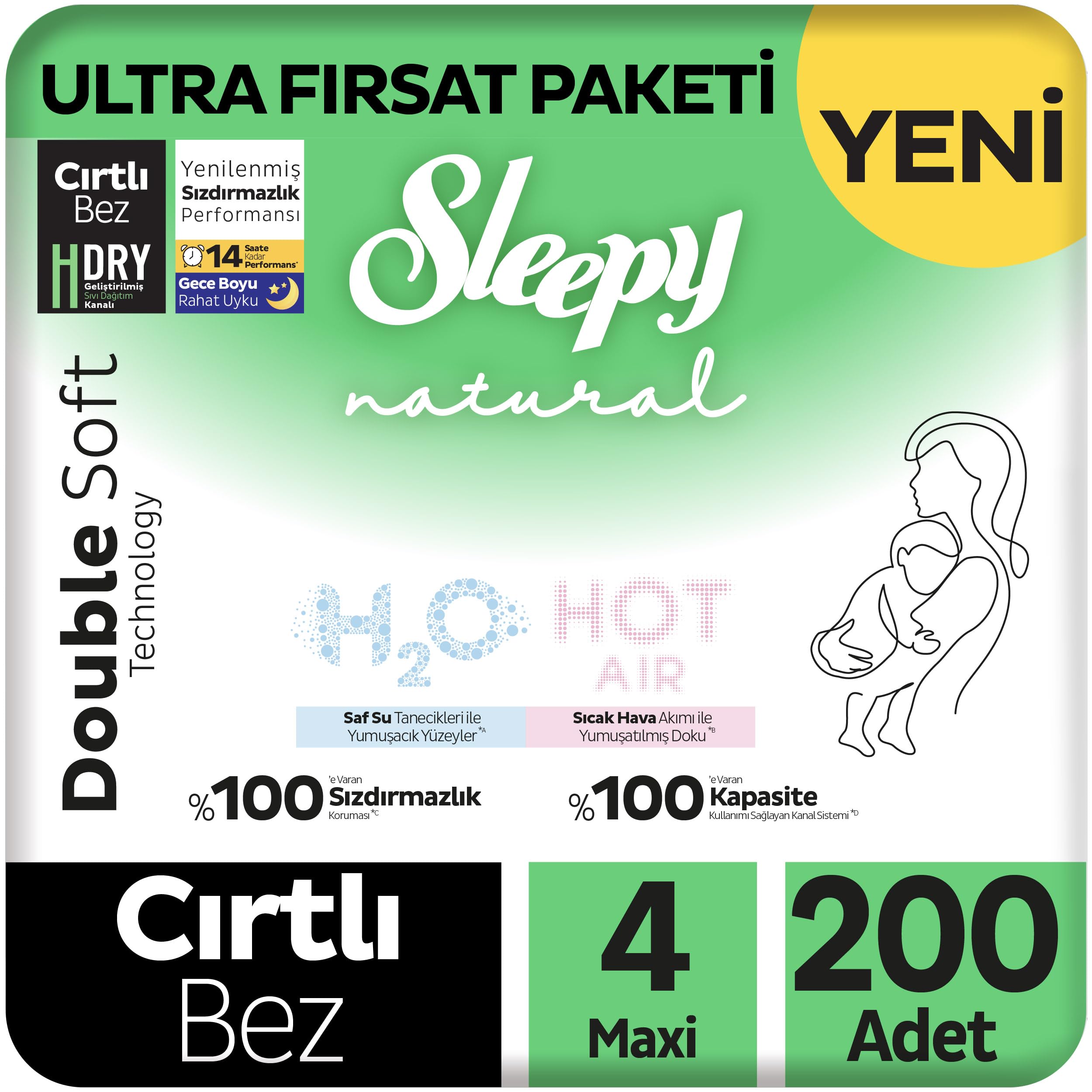 Sleepy Natural Double Soft Ultra Fırsat Paketi Bebek Bezi 4…