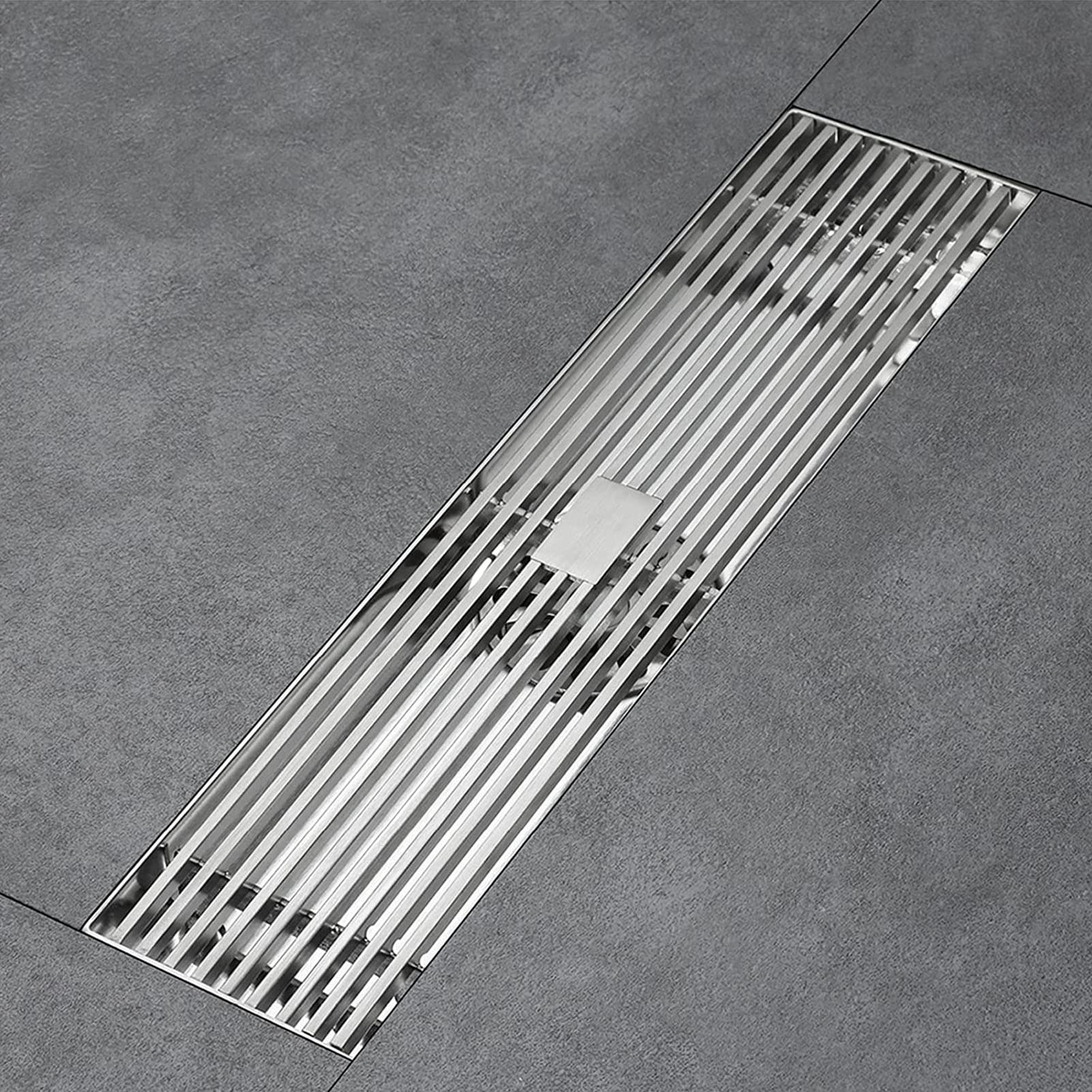 Scarico Doccia Lineare 30cm, Scarico a Pavimento Rettangolare per Bagno, Scarico Doccia in Acciaio Inox con Griglia Patten Rimovibile, Filtra Capelli, Scarico a Pavimento Doccia,Brushed nickel