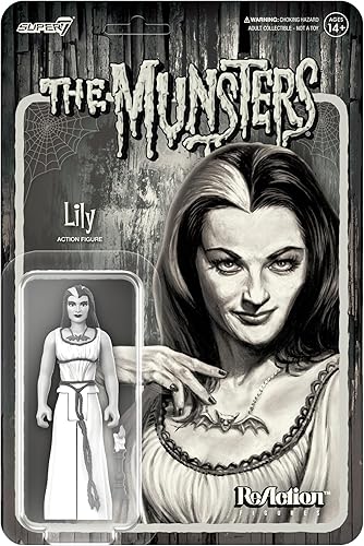 Super7 The Munsters Lily Munster - Figura de reacción a escala de grises de 375 pulgadas