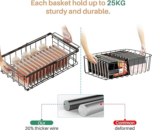 Miniatura 7 de UMDONX Contenedores organizadores para congelador, ampliables de 11.2 a 17.7 pulgadas, para congelador de 5 a 10 pies cúbicos, cestas de Paquete de