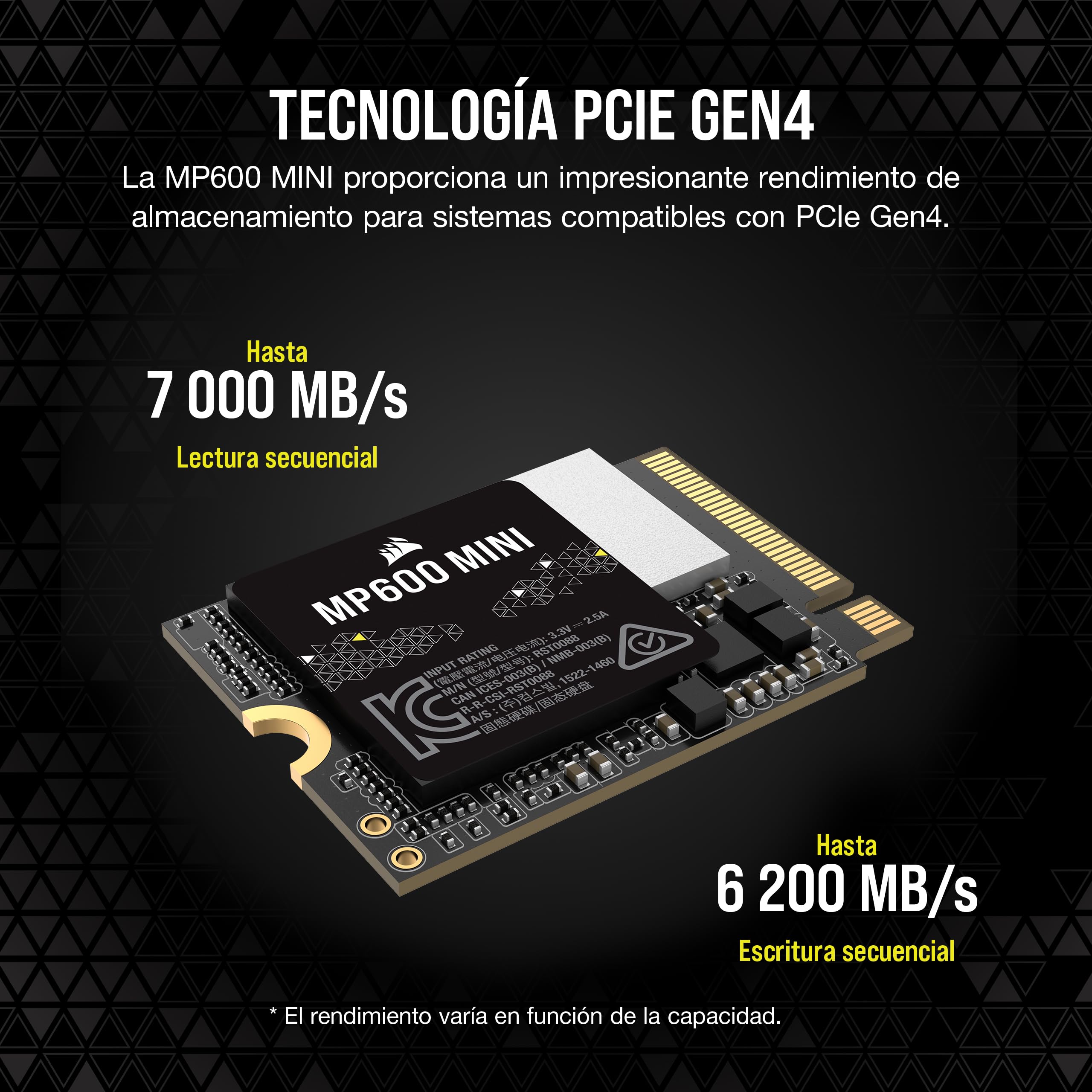 Corsair MP600 Mini 1TB Disco SSD 7000MB/s NVMe PCIe 4.0 M.2 Gen4 2230