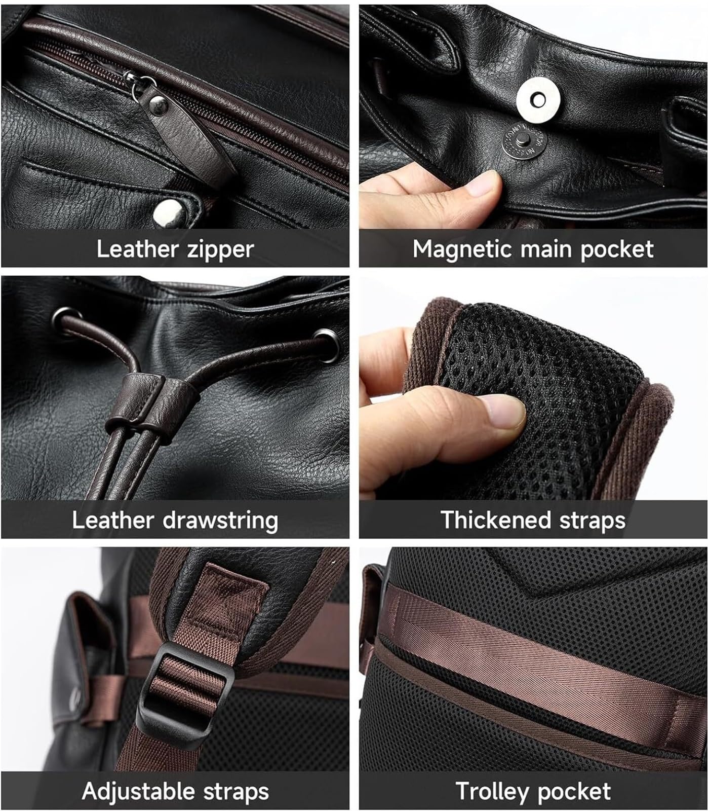 Mochila informal Mochila De Cuero Para Ordenador Portátil De 17,3 Pulgadas, Bolso Escolar Para Hombre, Bolso Grande, Resistente Al Agua, Trabajo, Universidad para Viaje Negocio Universidad