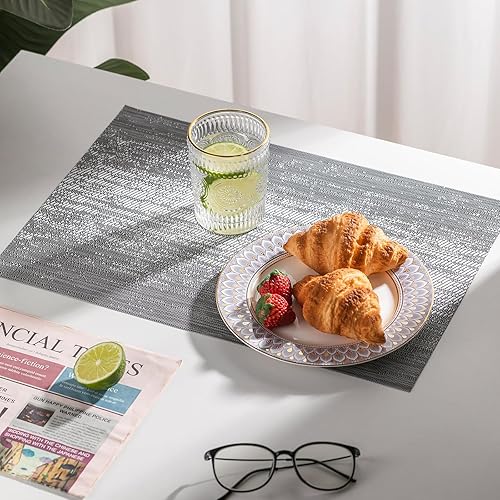 Miniatura 3 de LEXMORE Juego de 4 manteles individuales tejidos de viniloplástico para mesa de cocina, interiorexterior, lavables, manteles individuales lavables