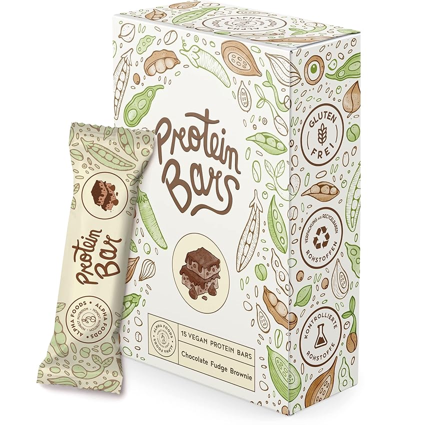 Immagine del prodotto 15 Barrette proteiche vegan - BROWNIE AL DOPPIO CIOCCOLATO - Alto Contenuto Proteico, a Basso Contenuto di Carboidrati - Alpha Foods