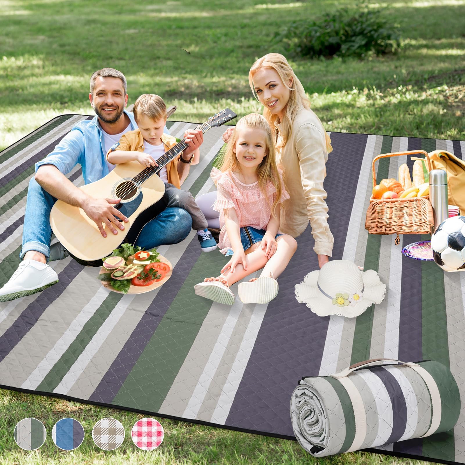 Picnic Blankets Outdoor Extra Large 80"x80" Portable Waterproof Picnic Blanket
