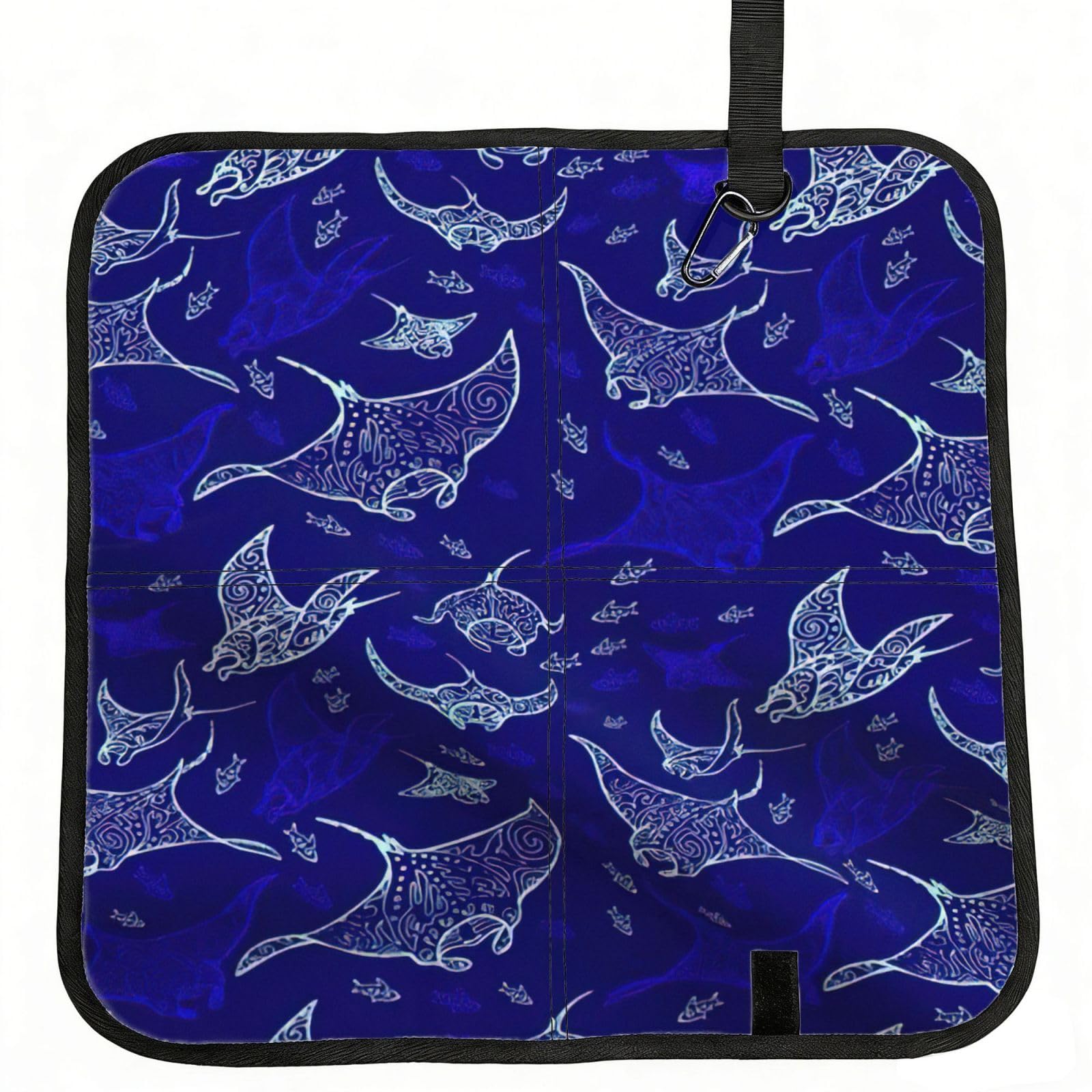 PPHGUT Manta Ray And Fish Print Foldable Seat Cushion Waterproof Portable Chair Pad Travel Outdoor Picnic Camping