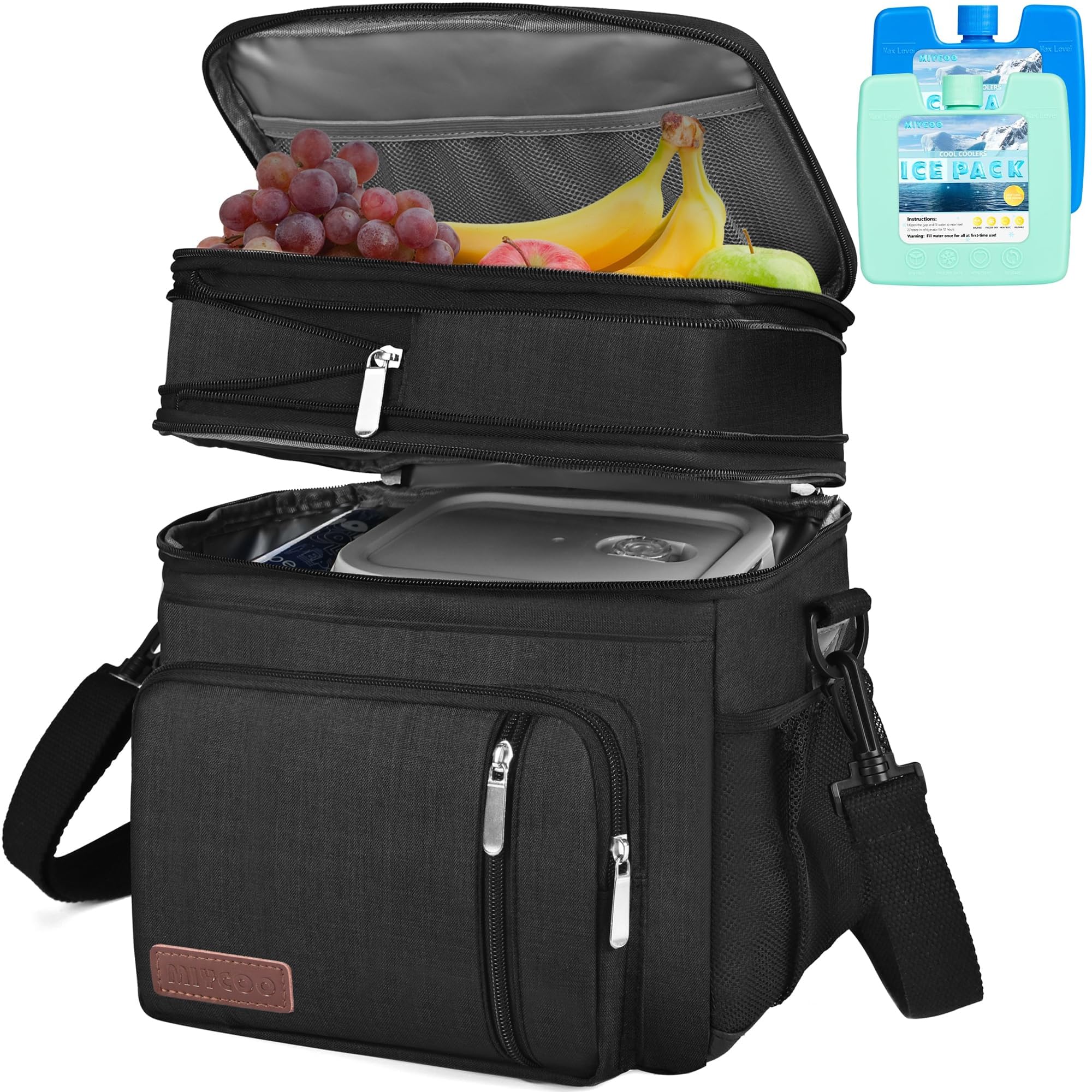 MIYCOO Bolsa Térmica Mujeres Hombres, Bolsa Isotermica Doble Capa, Bolsa Isotermica Nevera Portatil 15L