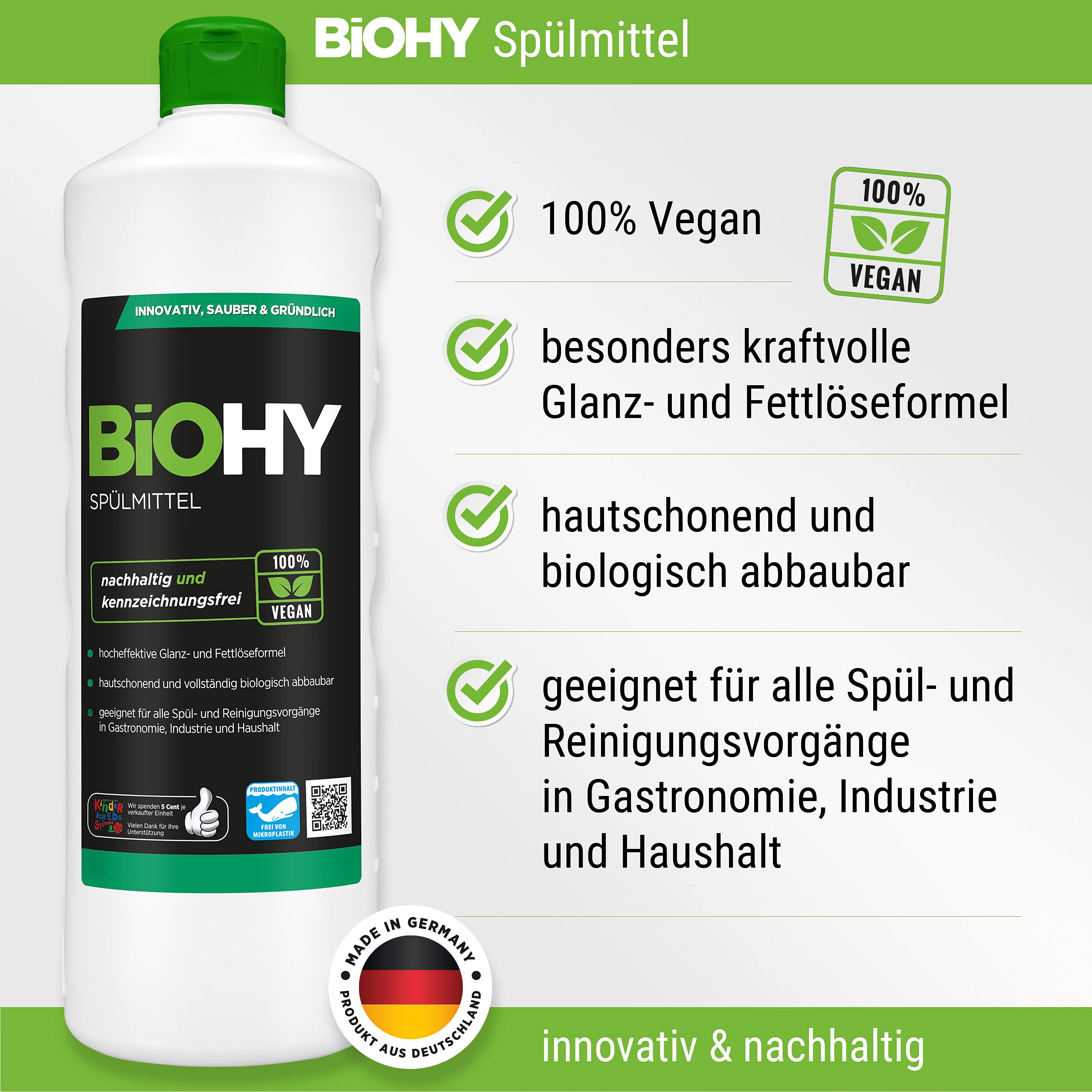 BiOHY Set per la pulizia della cucina | Sgrassatore biologico concentrato | adatto per tutta la cucina | scioglie le incrostazioni ostinate | formula lucida e sgrassante