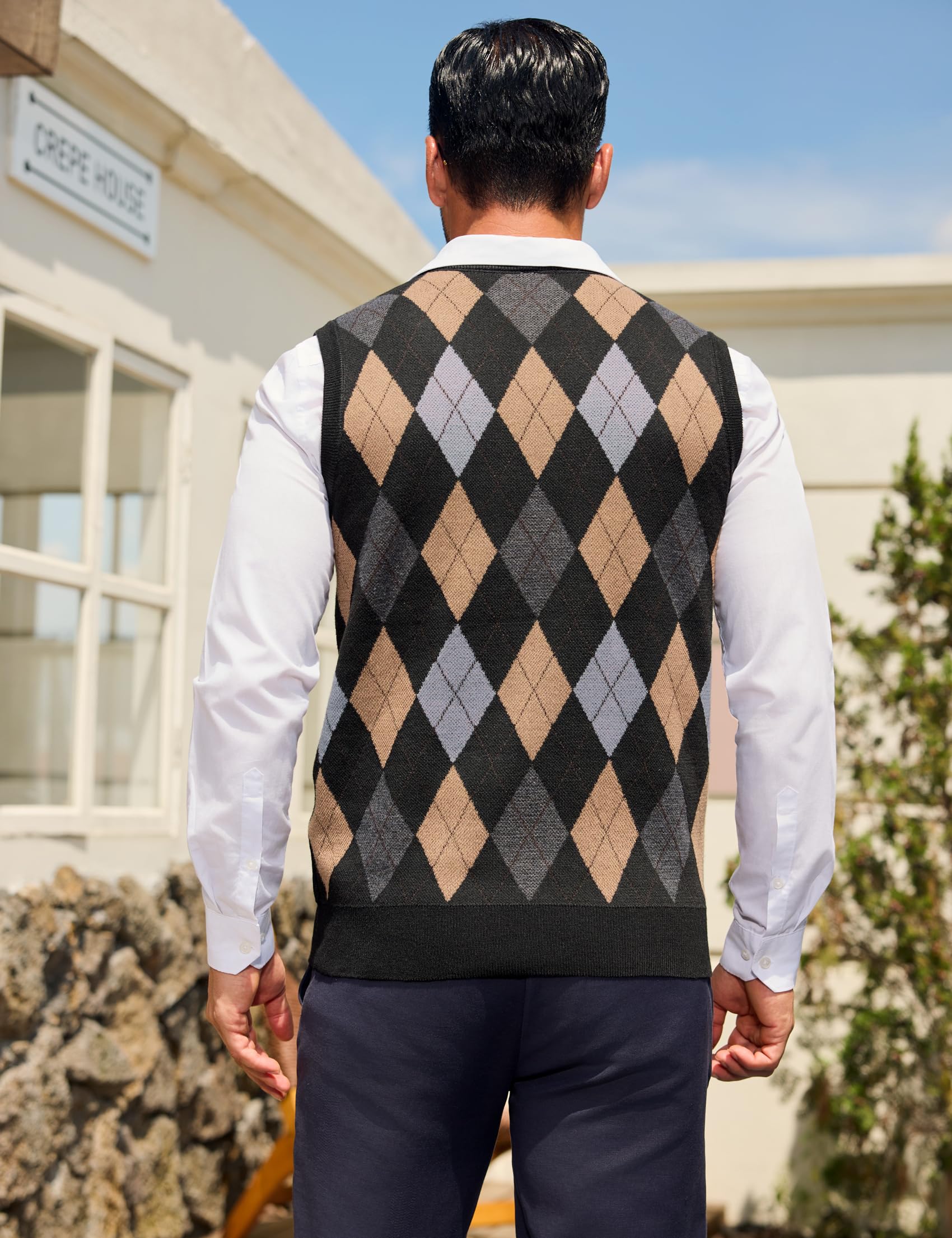 Sykooria Gilet Maglione da Uomo con Scollo V Maglioncino Smanicato Senza Maniche Pullover Gilet Cotone in Maglia Invernale Maglioni e Cardigan da Uomo Casual