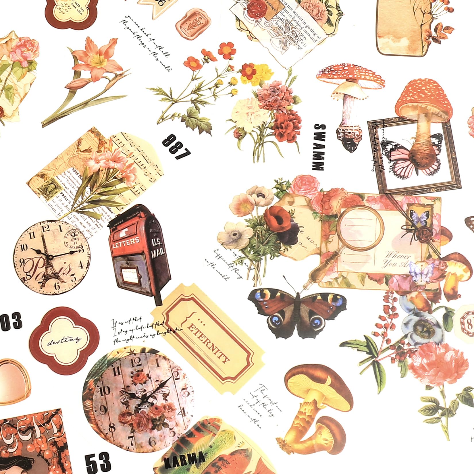 Scrapbook Stickers, Journaling Supplies, 20 Pages Nature Castle Botanical Floral - Image 2
