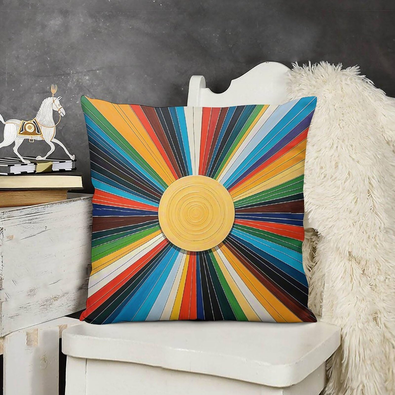FodPand Boho Farmhouse Retro Boho Sun Pillow Covers with Hidden Zipper 18x18 Soft Plush Cushion Cover Decorative Throw Pillow Cases for Couch Bed Sofa Living Room Indoor Outdoor Home Decor