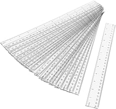 20-Piece 30cm/12 Inch Plastic Ruler Set - Clear Straight Ruler with Inches and Metric, Transparent Measuring Tool for School and Office