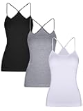 3 Pcs Women Camisoles Tank Tops Spaghetti Strap Racerback Camis Stretch Y-Back Ladies Undershirts