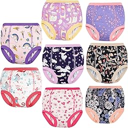 [MooMoo Baby] トレーニングパンツ 8枚組 6層構造 高密度吸水層 トイトレパンツ 綿100% 通気性 漏れにくい おねしょパンツ 幼稚園 保育園 布おむつ 卒業 下着 キッズ