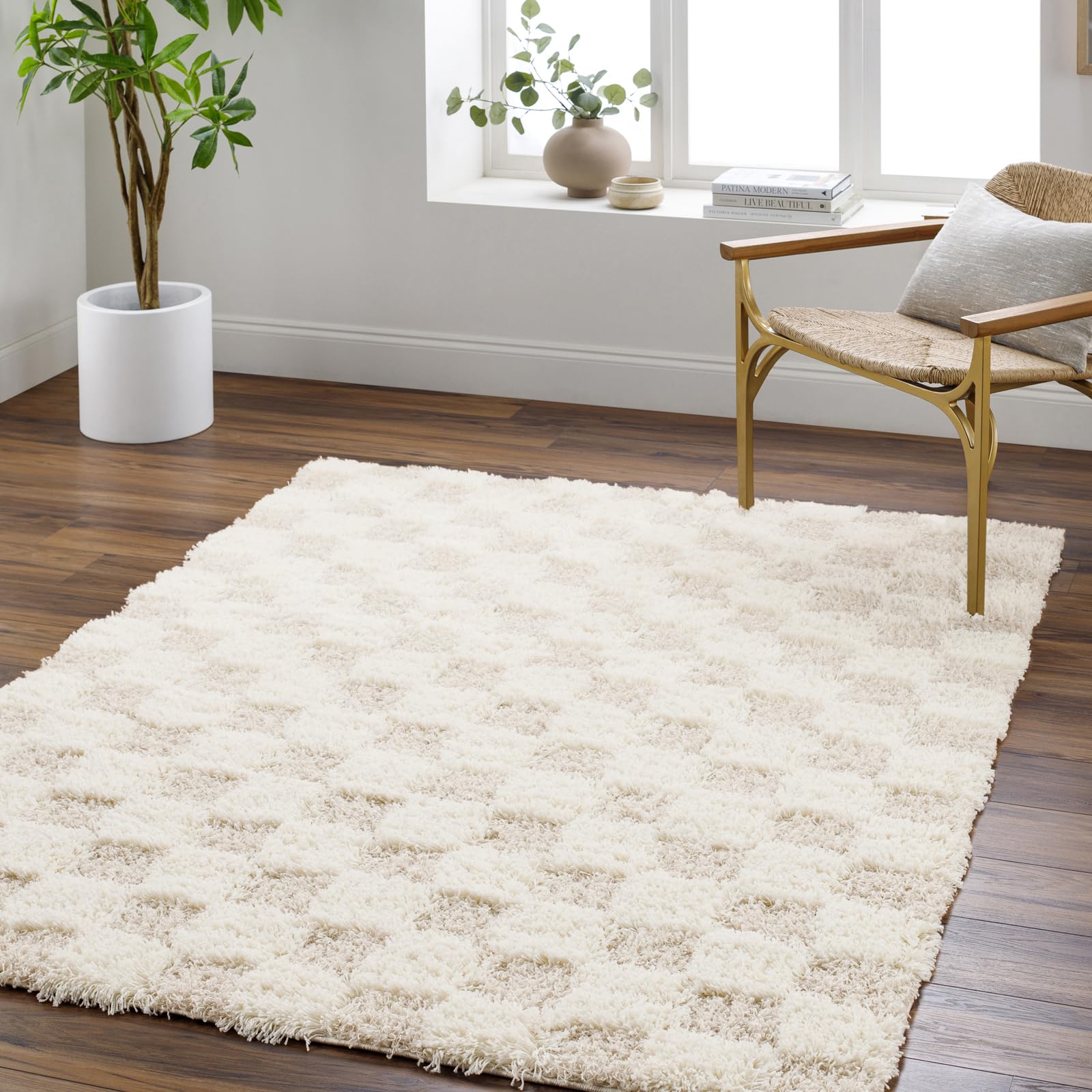 Livabliss Willa Mabini Shaggy Berber Style Floor Covering 200x290 cm – Plush Thick Pile for Living Room & Bedroom, Neutral Boho Design, Easy Care, Cream & Light Beige