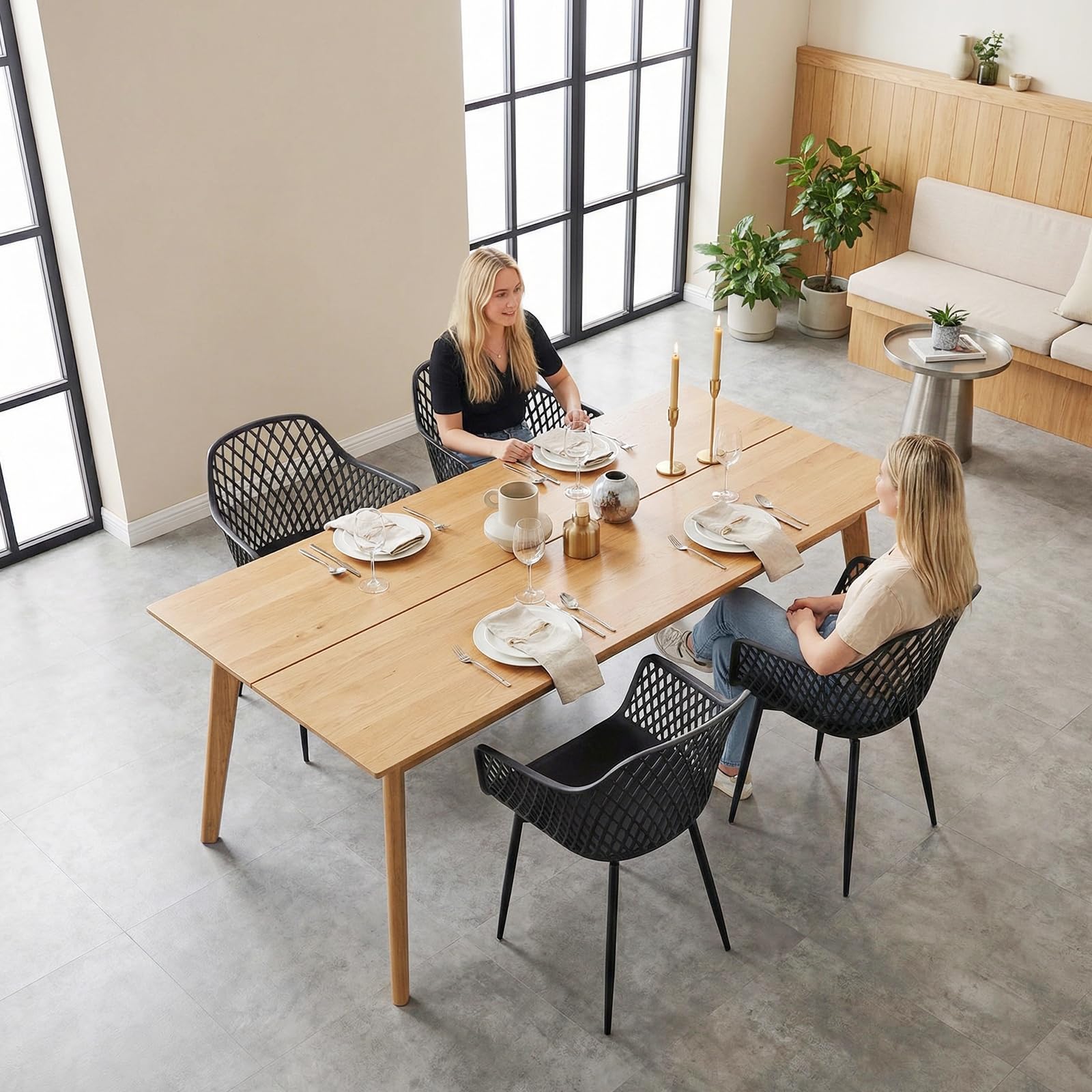buybyroom Chaise Salle a Manger Lot de 4, Chaise Ergonomique, Chaise de Cuisine avec Accoudoir, Convient pour la Salle à Manger, Le Salon, la Cuisine et la Chambre, Noir
