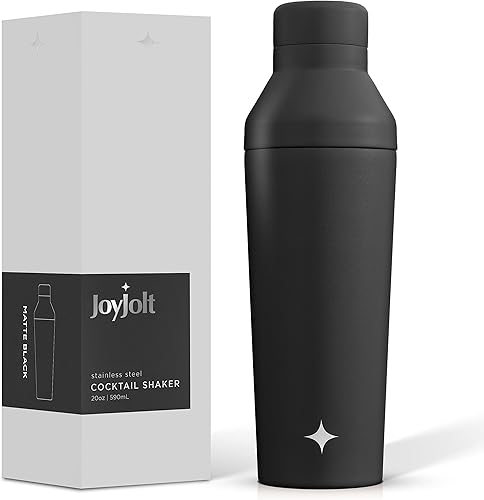 Miniatura 9 de JoyJolt Botella mezcladora de proteínas y cócteles con triple aislamiento. Taza agitadora de 20 onzas con tapa de medición de alcohol y tapa de
