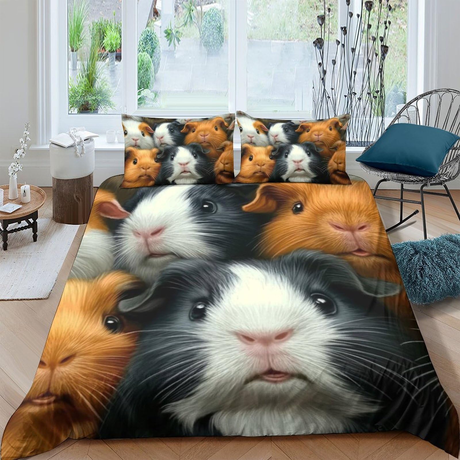 UNRXJZLVM Guinea Pig Print Duvet Cover Microfiber Bedding Teen Room