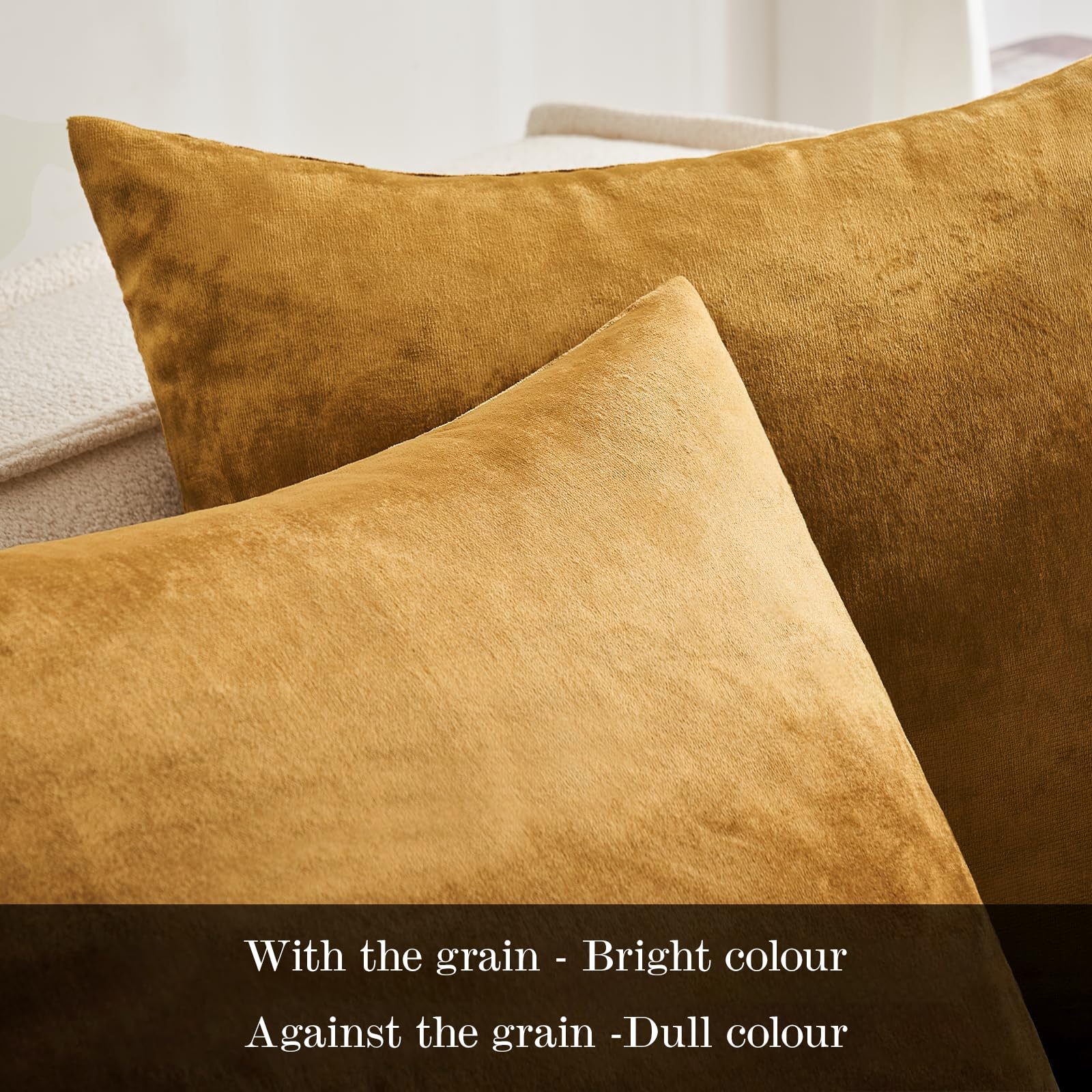 Xinrjojo 2 Federe Per Cuscino 50x50 Cm – Morbida Pelle Scamosciata Oro Champagne Con Cerniera Nascosta – Decorazione Casa - 2