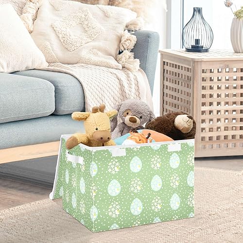 Miniatura 4 de Floral Easter Eggs Storage Bins With Lid Foldable Closet Organizer Large Storage Bags for Toy Storage Dormroom Storage