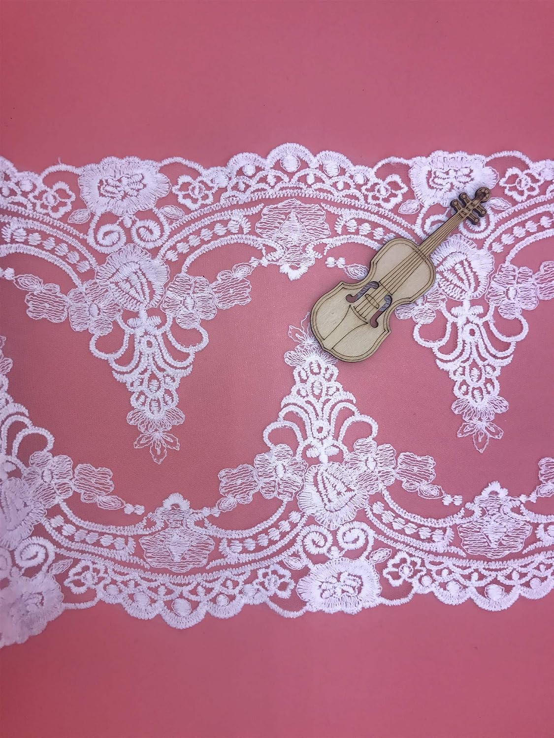 21CM Width Europe Ribbon Wedding Applique Inelastic Embroidery Lace Trim,Curtain Tablecloth Slipcover Bridal DIY Clothing/Accessories.(4 Yards in one Package) (White)
