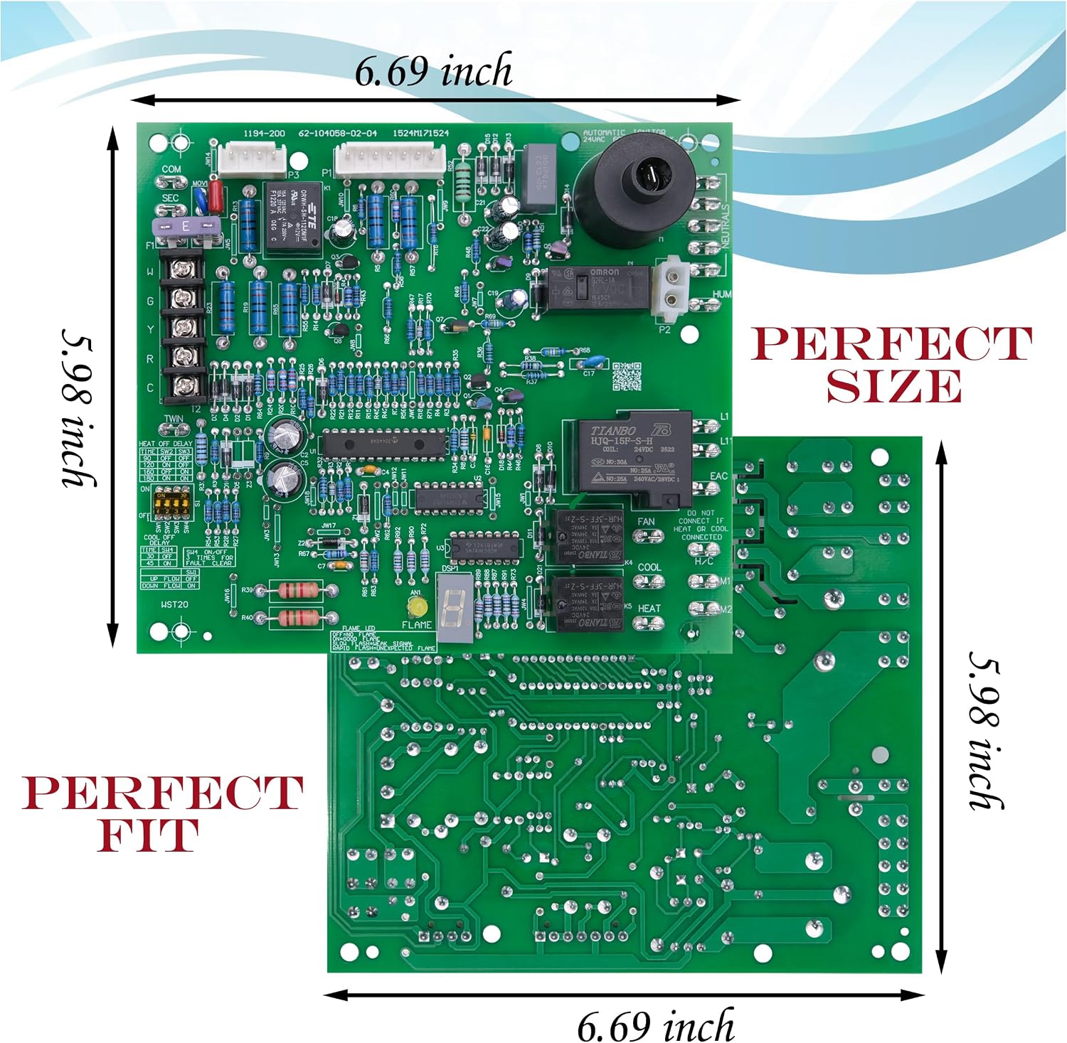 62-104058-02 Upgraded Replacement Furance Control Board, 1194-200 Control Board