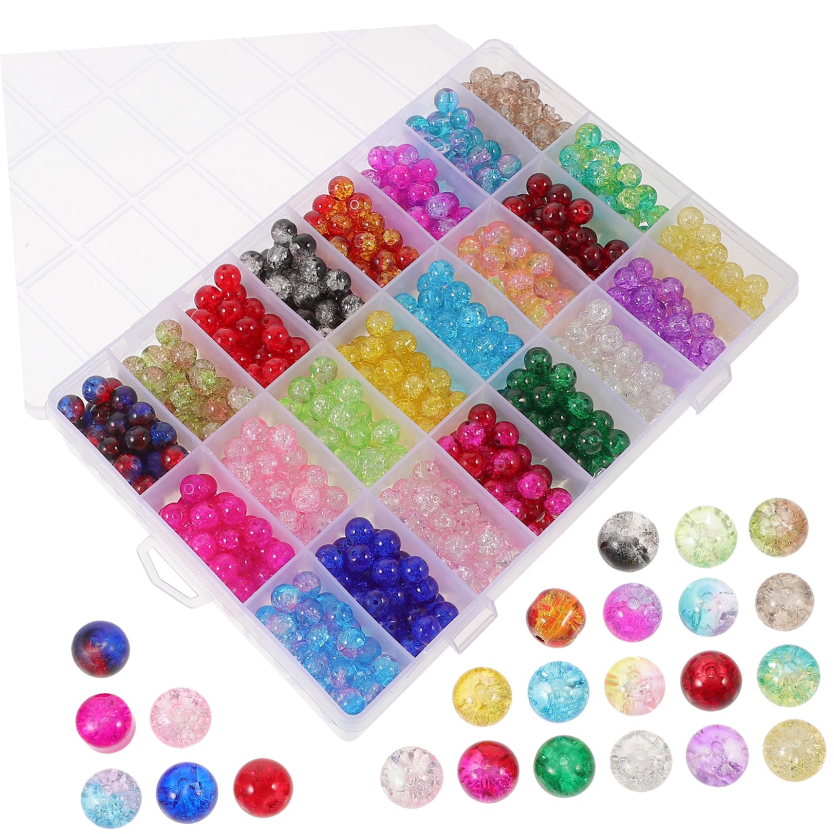 SHINEOFI 1200 Bunte Lose Glasperlen mit Loch zum Auffädeln für Schmuckherstellung aus Verschleißfestem Glas Inklusive Aufbewahrungsbox für Bastelprojekte