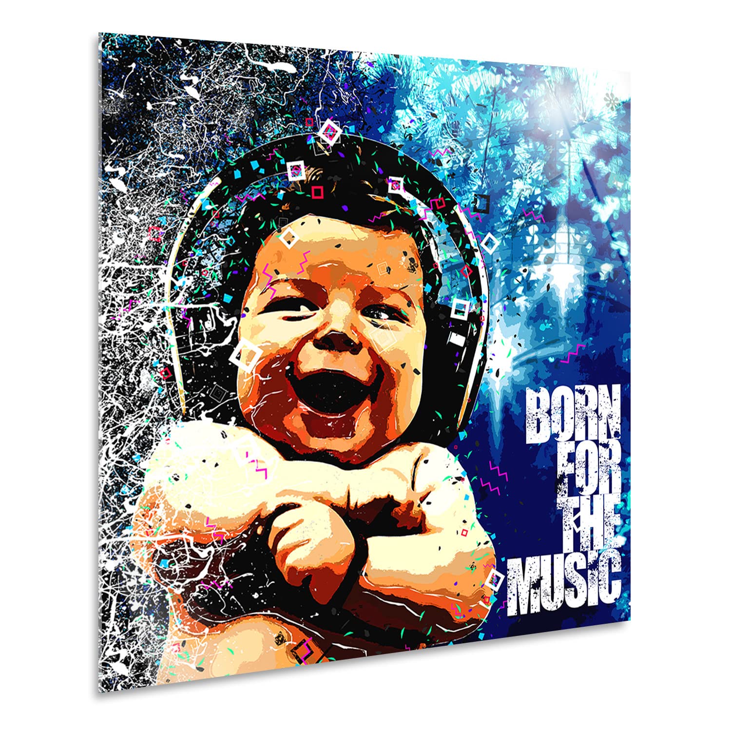Giallobus - Quadro - Street Art - Born for The Music - Vetro Acrilico - 70x70 - Pronto da Appendere - Quadri Moderni per la casa