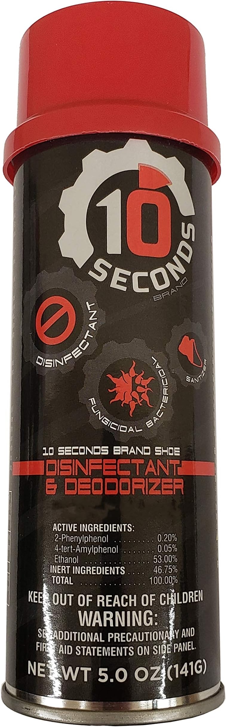 10 Seconds - Household Disinfectant Spray & Deodorizer - Great for Shoes and Gym Equipment! Superior Germ-Killing and Odor Elimination, Fights Staph, Athlete's Foot, Strep, MRSA. (5 Ounces)