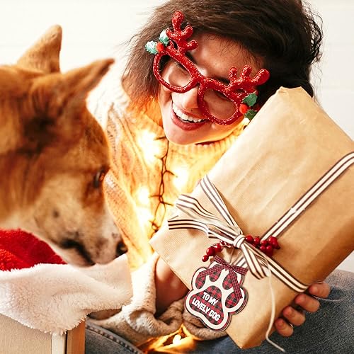 Miniatura 5 de Adornos de madera de pata de perro de Navidad para árbol de Navidad, estampado de patas de perro de madera para colgar, decoración de perro de