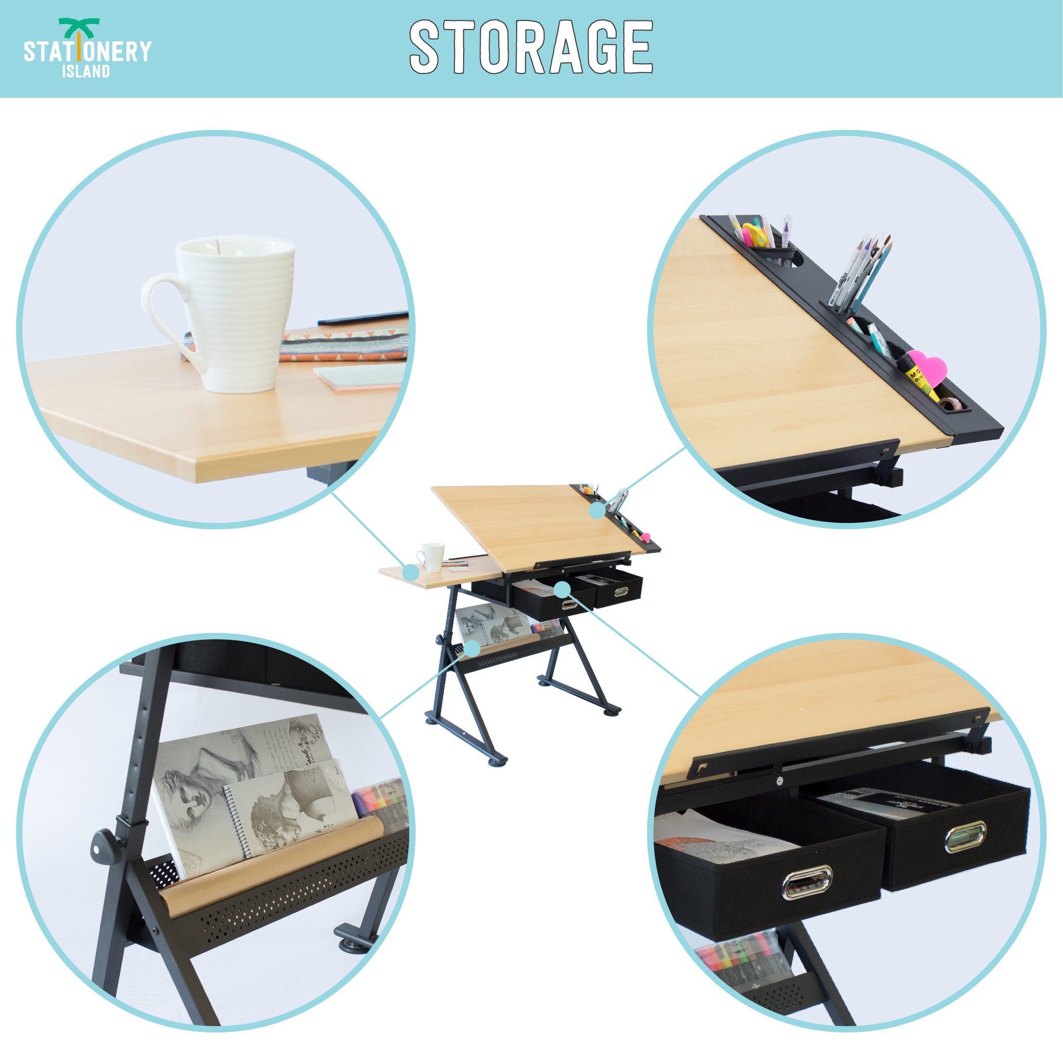 Buy Stationery Island Drawing Table Foula Art and Crafts Desk