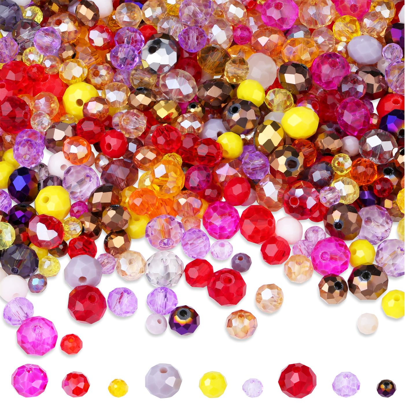 GUJOXILA 1100pcs Gold Purple Red Glass Beads for Jewellery Making Crystal Glass Beads for Bracelet Making Crafting Necklace Earring 4mm 6mm 8mm — image 1