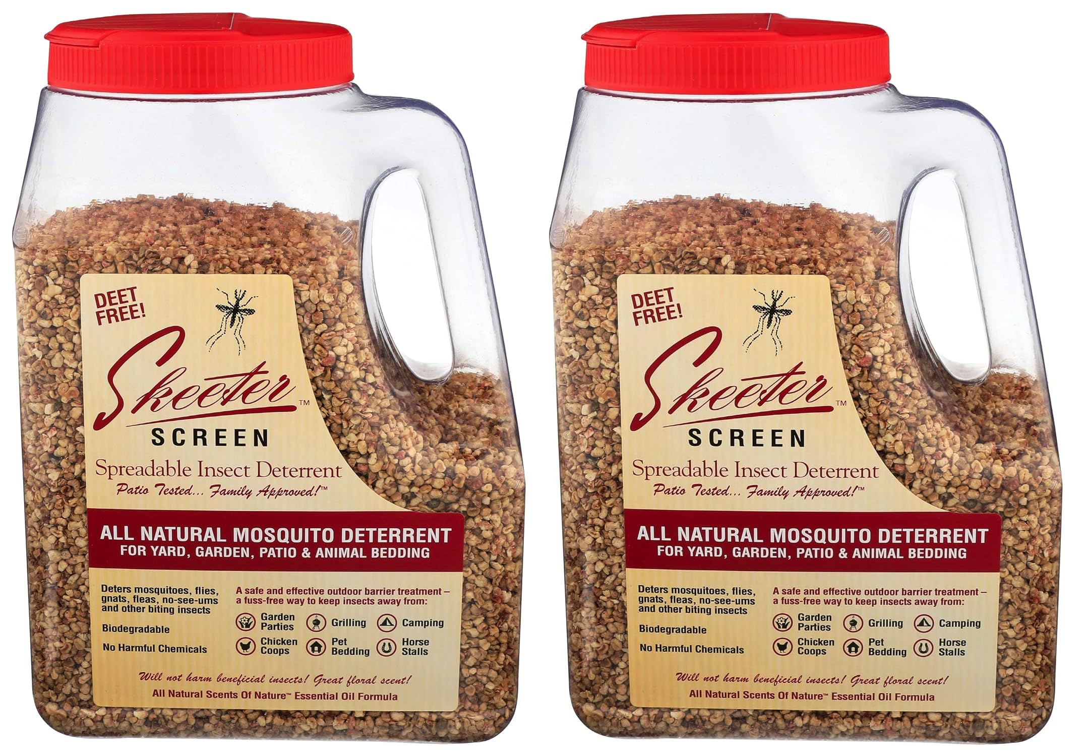 Scent Shop Skeeter Screen 90600 Spreadable Outdoor Deterrent – 64 oz Granules – DEET-Free, Biodegradable – Essential Oil Barrier Formula – for Patios, Gardens, Animal Areas & Outdoor Use (2 Pack)
