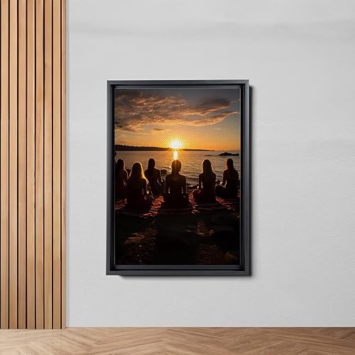 Miniatura 4 de Yoga Wall Art, Canvas Prints Yoga Meditation Studio Room Decorations Tie Dye Hippie Psychedelic Poster with Frame Meditating Peace Wall Art Hanging