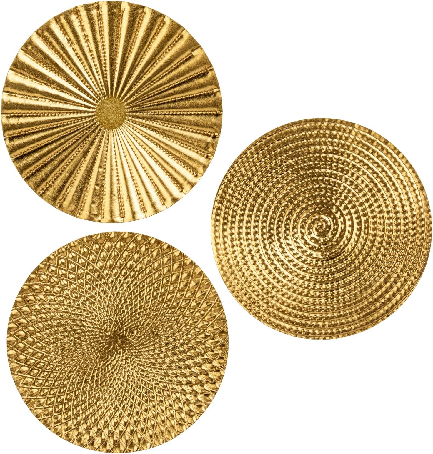 Briful 12" Gold Wall Décor Pack of 3 Metal Starbursts Radial Plate Wall Art Modern Accent Hanging Wall Decorations For Home Office Bedroom Or Living Room Wall Sculptures