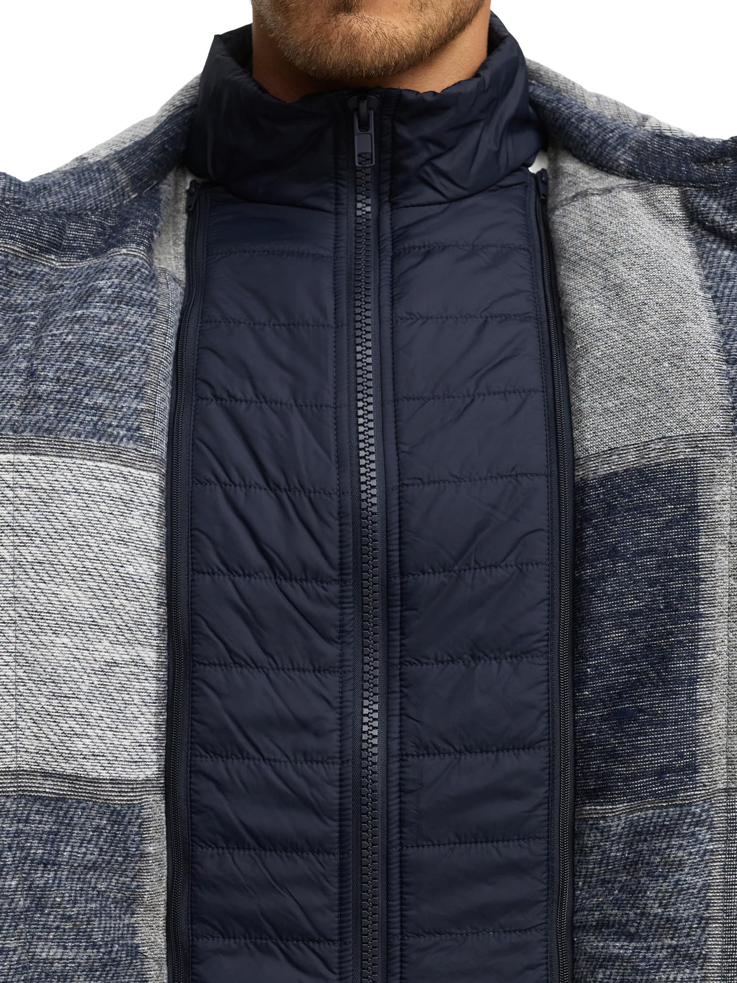 Indicode Chaqueta de leñador a cuadros INDjango para hombre | Chaqueta de entretiempo con forro extraíble para hombres