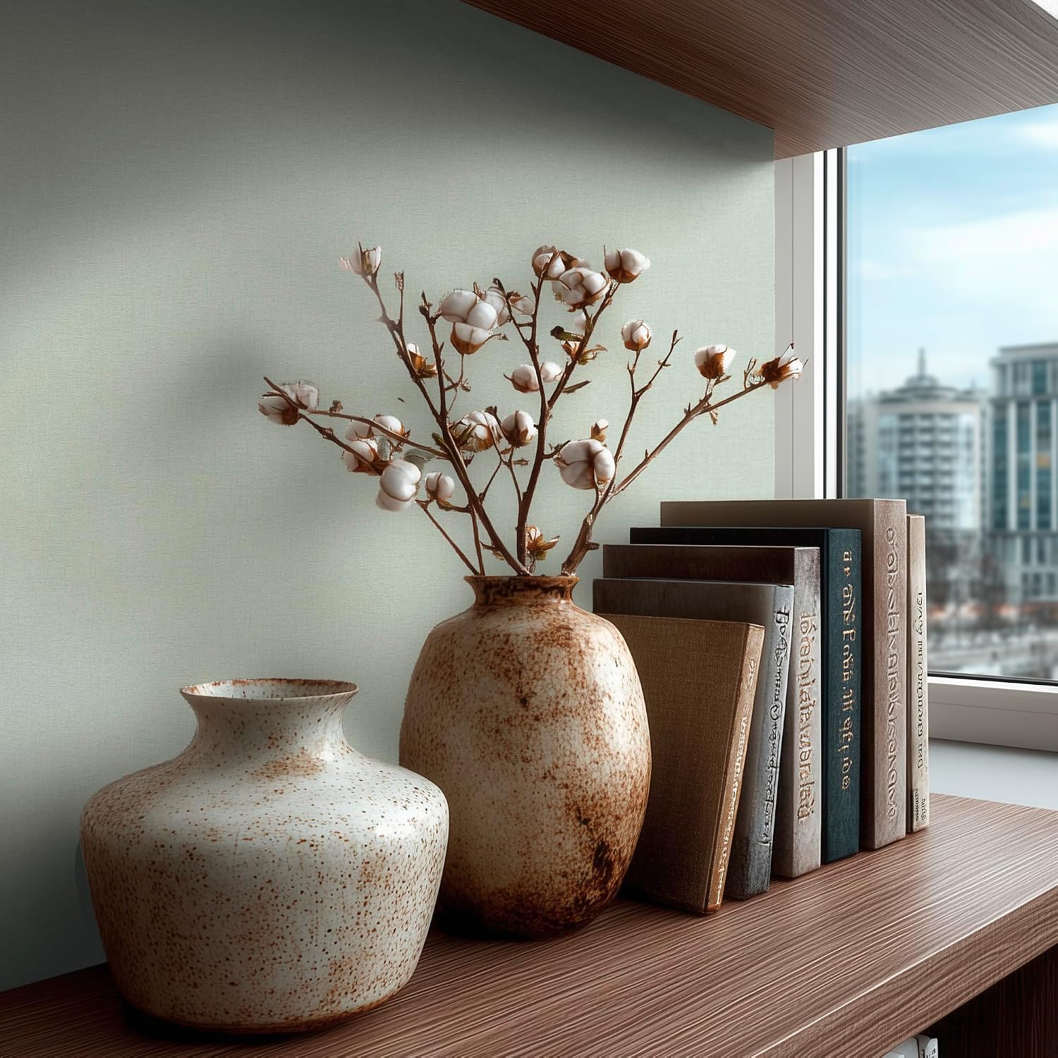 Livingwalls A.S. Création Vibes & Styles 790101 Non-Woven Wallpaper - Warm Atmosphere with Botany, Geometry & 3D Look, Vinyl Surface, Plain Wallpaper, Textured Wallpaper, 10.05 m x 0.53 m, Green/Light