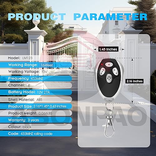 Miniatura 5 de Transmisor de control remoto LM1232LM123 433.92MHZ para abridor de puerta (paquete de 2)
