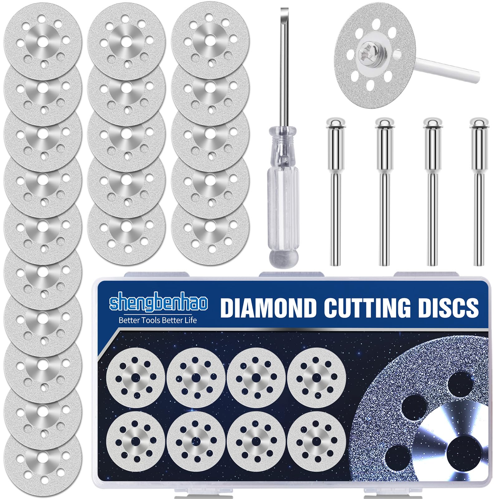 30MM Diamond Cutting wheel for Dremel Rotary Tool, 20Pcs Cutting Discs with 3mm Mandrel for cutting Stone, Glass, Ceramic, Marble