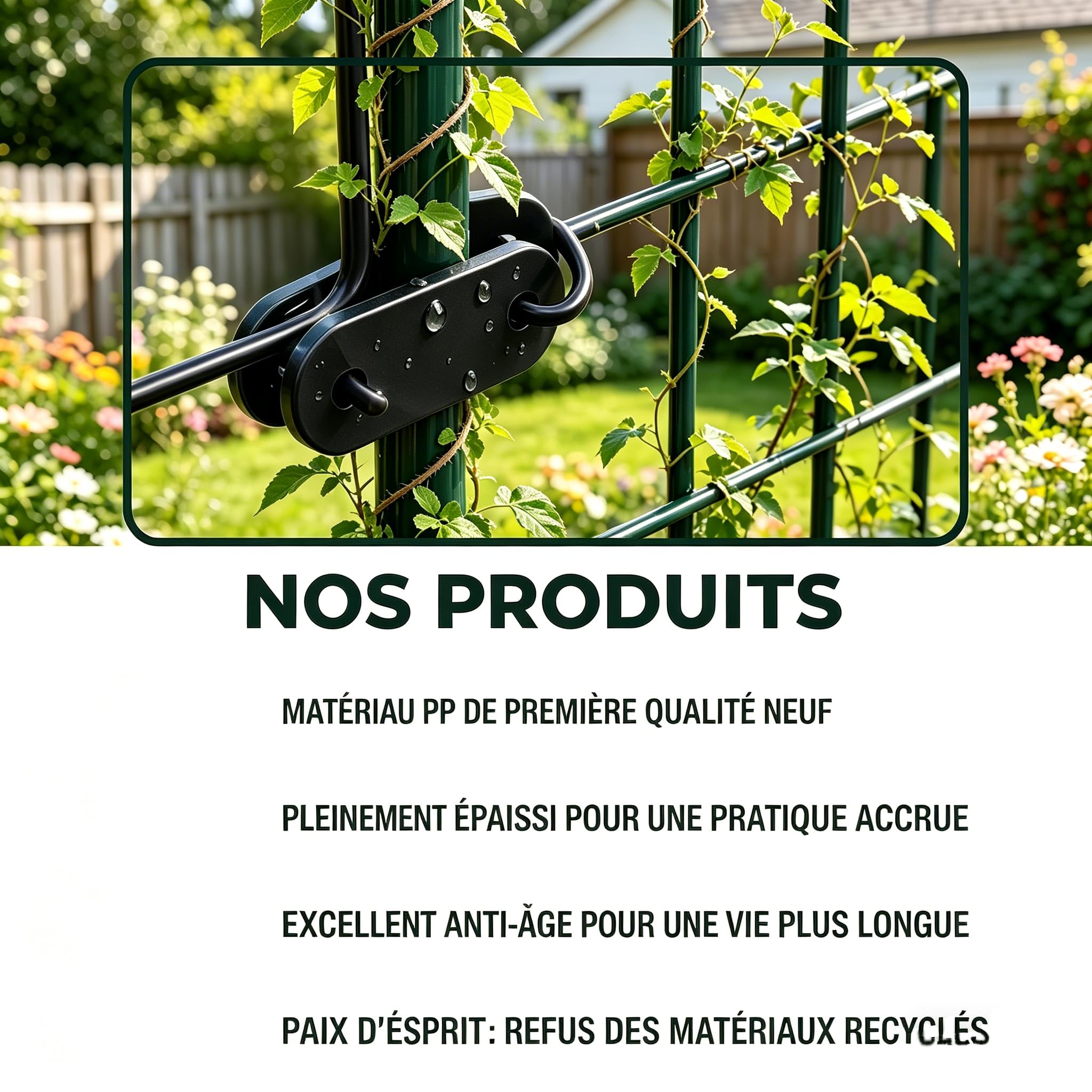 Kit de Fixation pour Panneaux occultants 60 Pièces PVC Résistant aux Intempéries Clôture Jardin Noir