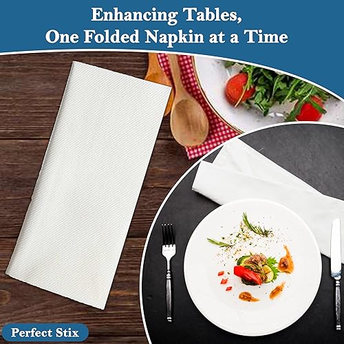 Miniatura 6 de Servilletas de cena plegables de 15 x 17 pulgadas con sensación de lino de 18 pulgadas, paquete de 100 unidades, color blanco